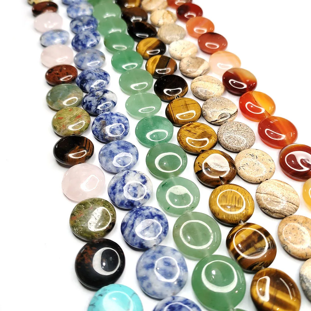 

Oblate Natural Stone Beads Lapis Lazuli Sandstone Beads for Jewelry Making DIY Necklace Bracelet Loose Beads Accessories 25pcs