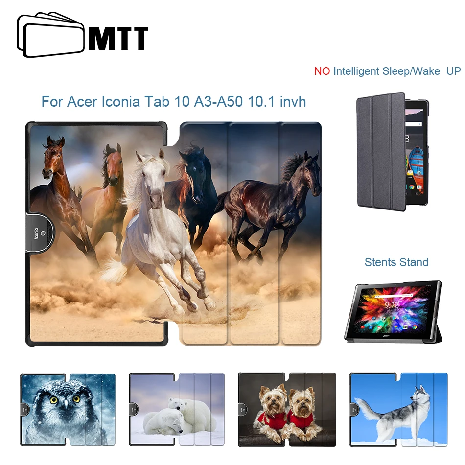 MTT чехол для планшета для acer Iconia one 10 A3-A50, 10,1 дюймов, чехол, тонкий чехол с изображением животных из искусственной кожи, магнитный чехол-подставка, защитный чехол