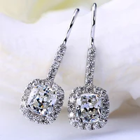 real s925 silver 1 carat diamond earring for women luxury blue sapphire ruby topaz silver jewelry gemstone diamond stud earrings
