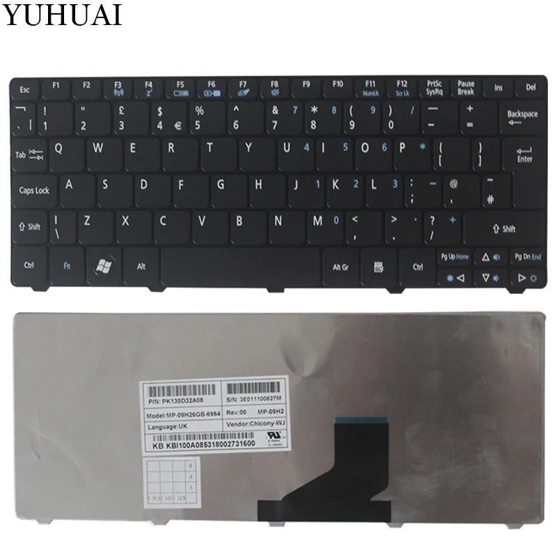 Для acer Aspire One ZE6 ZE7 PAV70 PAV80 NAV50 350 eM350 NAV51 355 eM355 D255E AOD255E NAV70 POVE6 Великобритании Клавиатура ноутбука