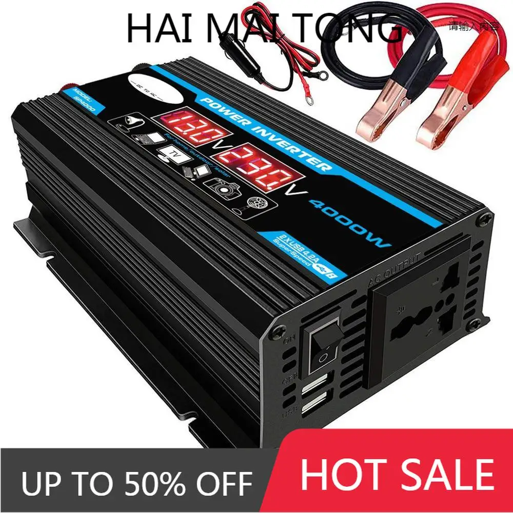 

Peak 4000W 12V 220V/110V LED Ac Car Power Inverter Converter Charger Adapter inversor Dual USB Transformer Modified Sine Wave