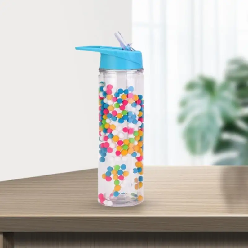 500ML Creative Gradient Color Plastic Cup Rainbow Double Layer Bottle Sealed And Leak-proof Outdoor Cute Straw Drinkware | Дом и сад