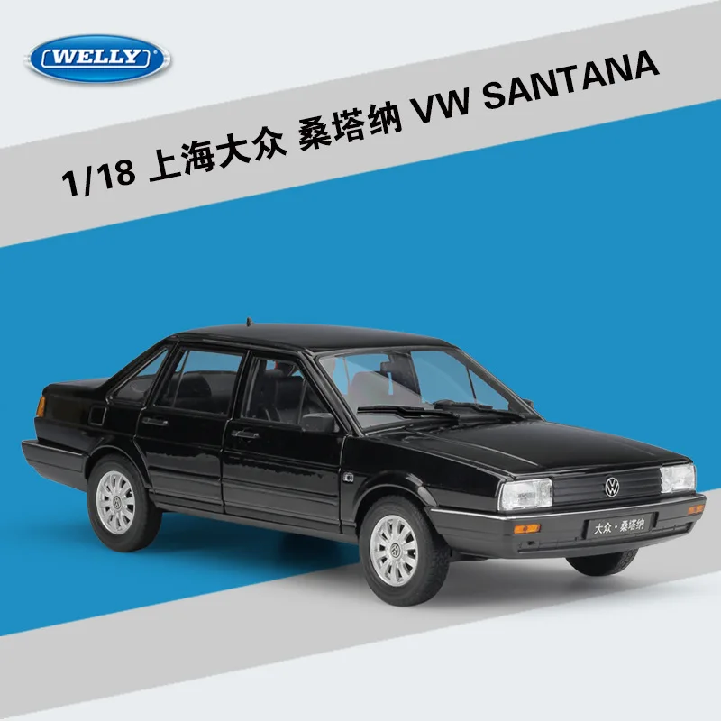 

WELLY Diecast 1:18 SANTANA White Black Sport car High Simulation Vehicle Alloy Metal Model Car