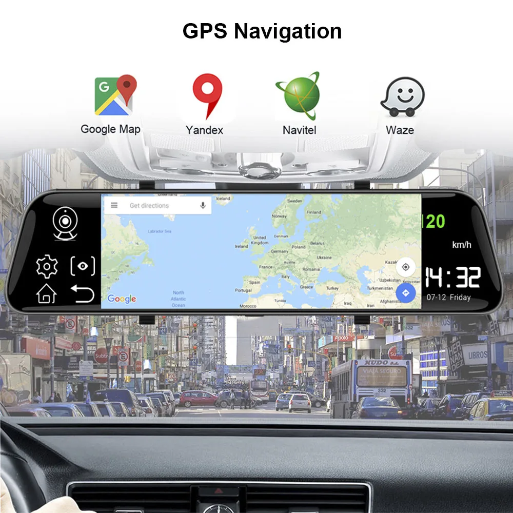Автомобильный видеорегистратор HGDO 12 дюймов 4G ADAS 4 + 32 ГБ Android 8 1 зеркало заднего