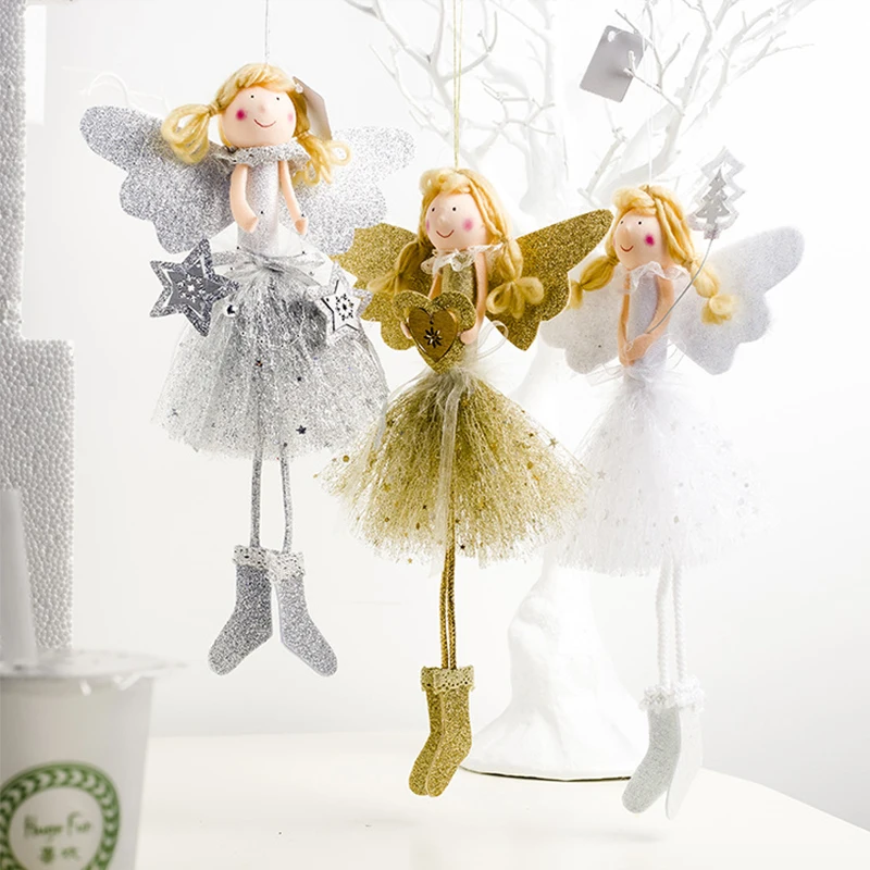 Рождественские украшения тканевая сетка новогодние куклы кулоны ангелы детские
