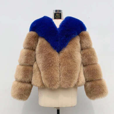 Blue and Light Camel ZADORIN зимняя новая теплая Женская пушистая мягкая куртка из искусственного меха Harajuku винтажная куртка с длинным рукавом плюс размер пушистая Меховая куртка уличная - Цвет: Blue and Light Camel