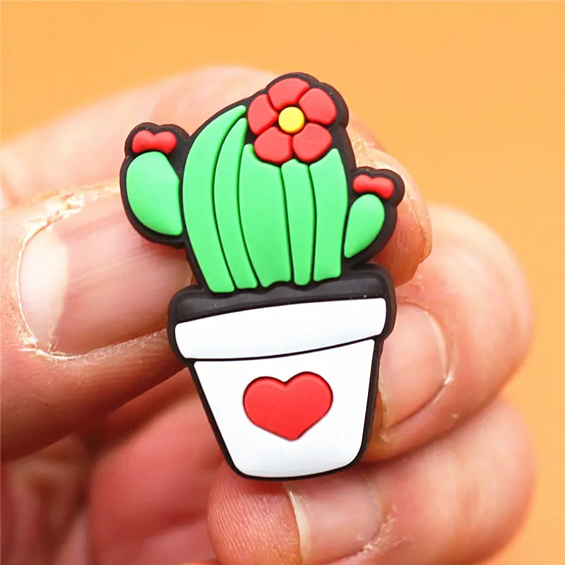 1pcs lovely Cactus PVC Shoe Charms Vegetation Shoes accessories Shoe decoration Buckles Fit Bands Bracelets Croc JIBZ Kids Gift