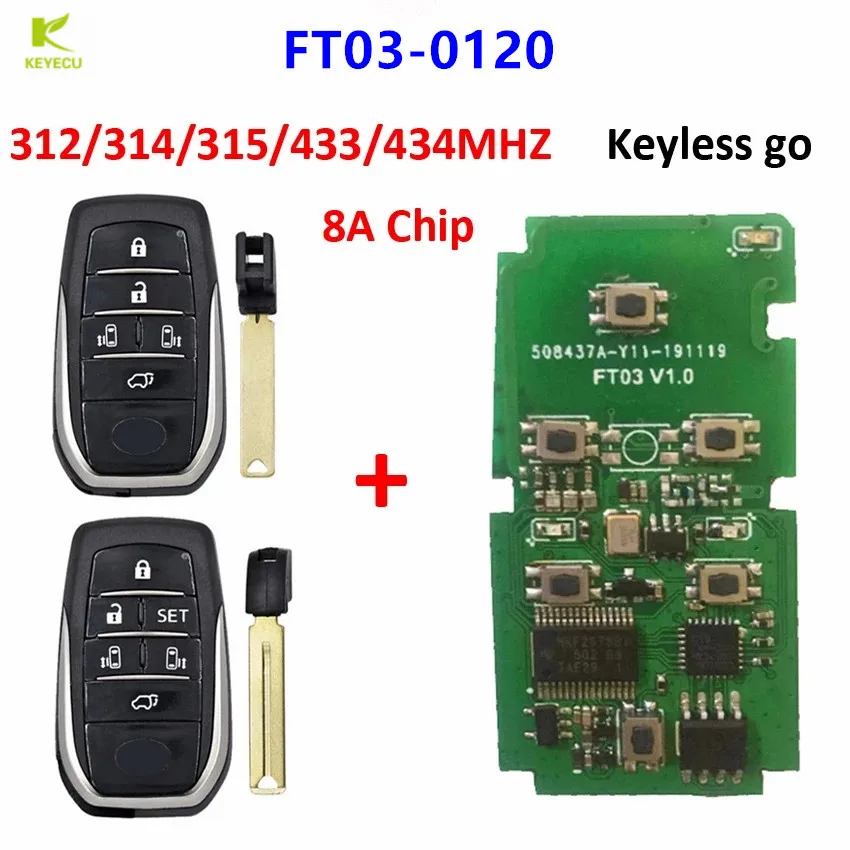 Пульт дистанционного управления Lonsdor FT03 FT03-0120 312/315/433 МГц для Toyota Alphard Vellfire 8A Chip K518 |