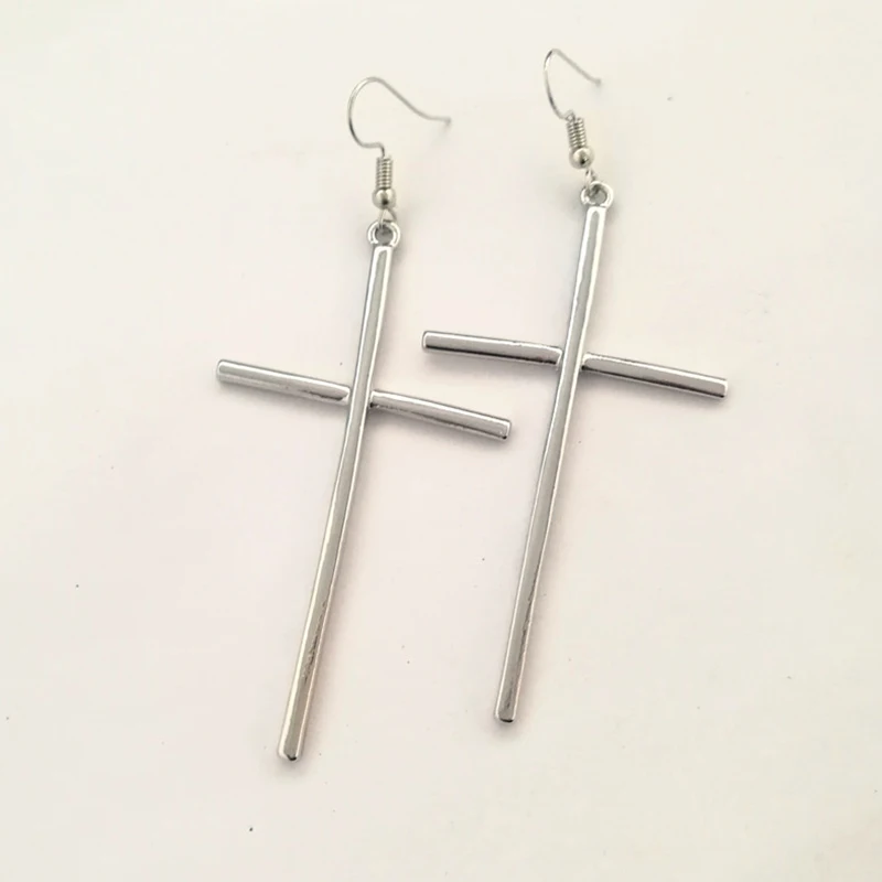 

Ethnic Big Cross Long Earrings For Women Gold Color Drop Punk Cross Earring