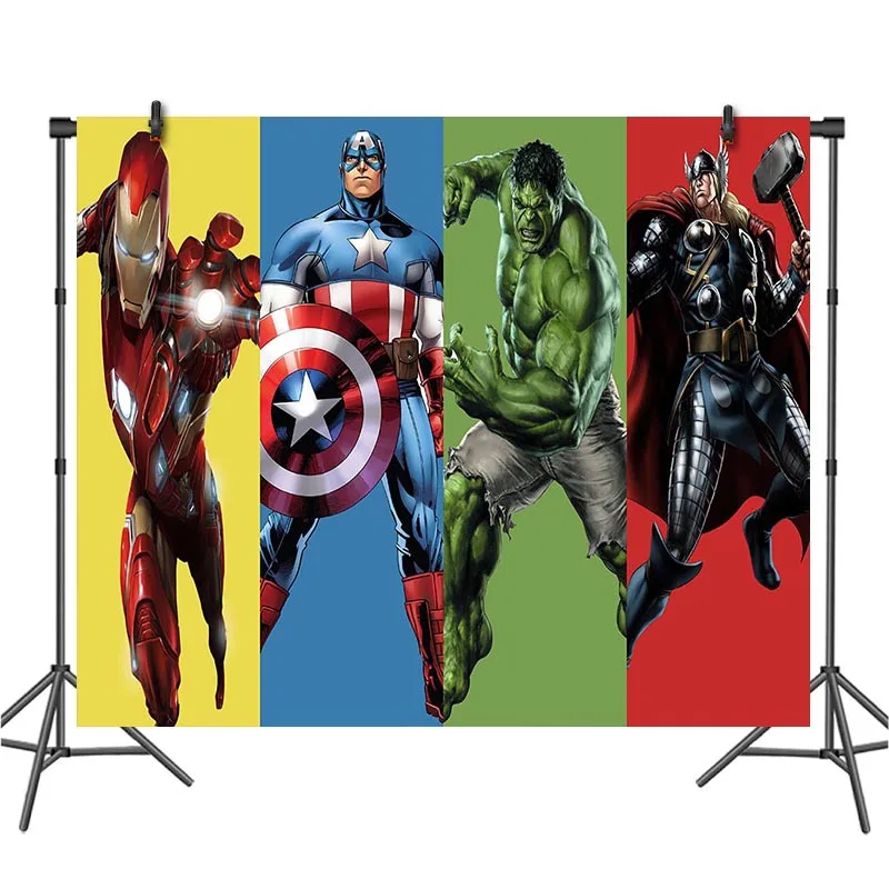 

1 шт. Мстители Железный человек Халк Капитан Америка фон для фотобудки ткань супергерой Дети День рождения вечевечерние декор стен