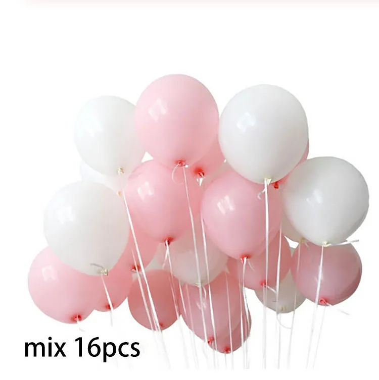 mix 16pcs 16 шт./лот 12 Дюймов серебряная звезда воздушный шар "Конфетти" 10 дюймов утолщение розовый белый латексные шары День Рождения Вечеринка романтический свадебный Декор - Цвет: mix 16pcs