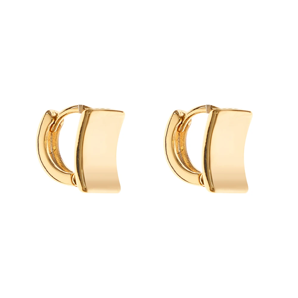 

custom minimalist fine jewelry real gold plated statement cuff huggie earrings