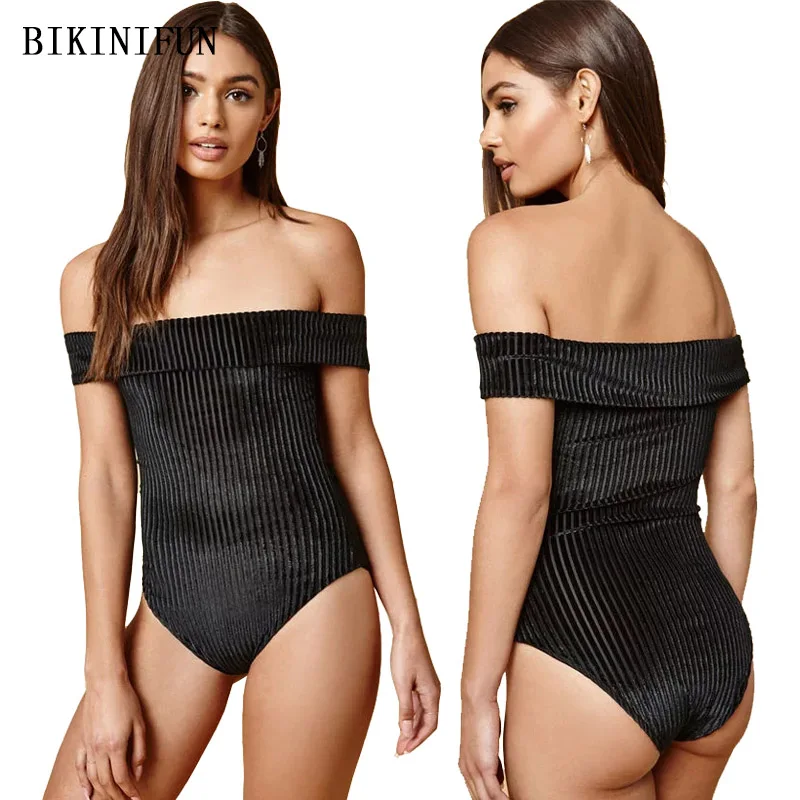 Новый сексуальный Золотой бархатный полосатый купальник женский с открытыми