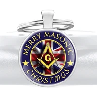 united kingdom masonic glass cabochon metal pendant key chain classic men women key ring jewelry keychains gifts