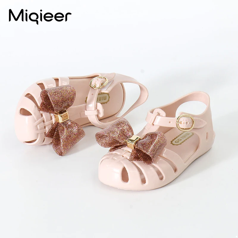 

Kids Shoes 2021 Summer Spring Girls Bowknot Princess Shoes Beach Sandals Baby Crystal Jelly Shoes Children Toddler Roman Sandals