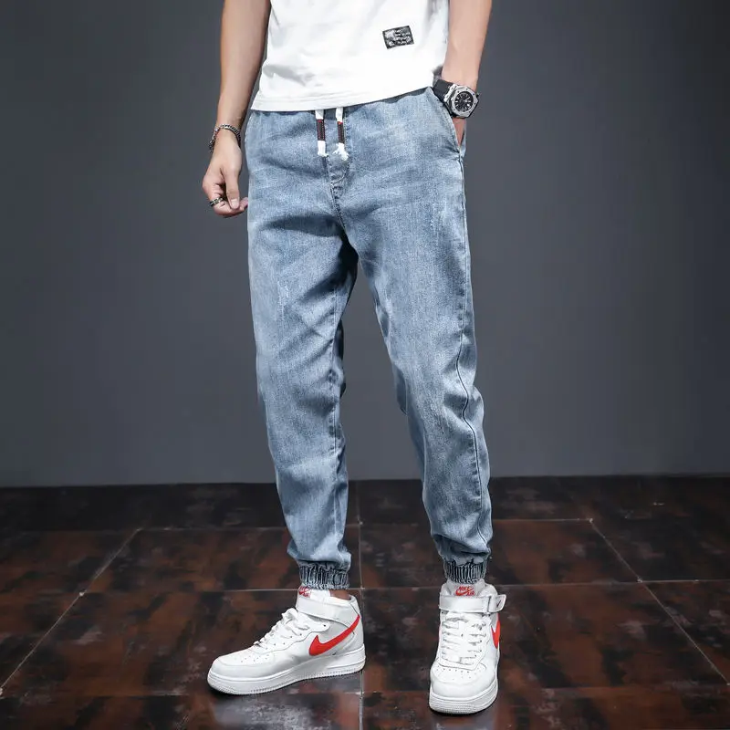 Summer Jeans Men Loose Harem Pants Sports Leisure Korean Fashion Male Denim Cargo Jeans Hip Hop Trousers Baggy Jeans Street Wear