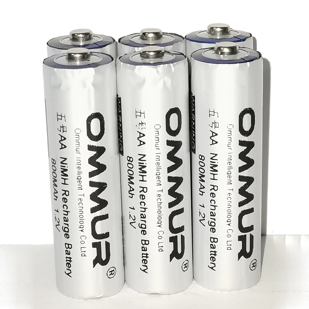 Аккумулятор OMMUR AA 1 2 В 800 мАч NiMH перезаряжаемый для фонарика налобный фонарь