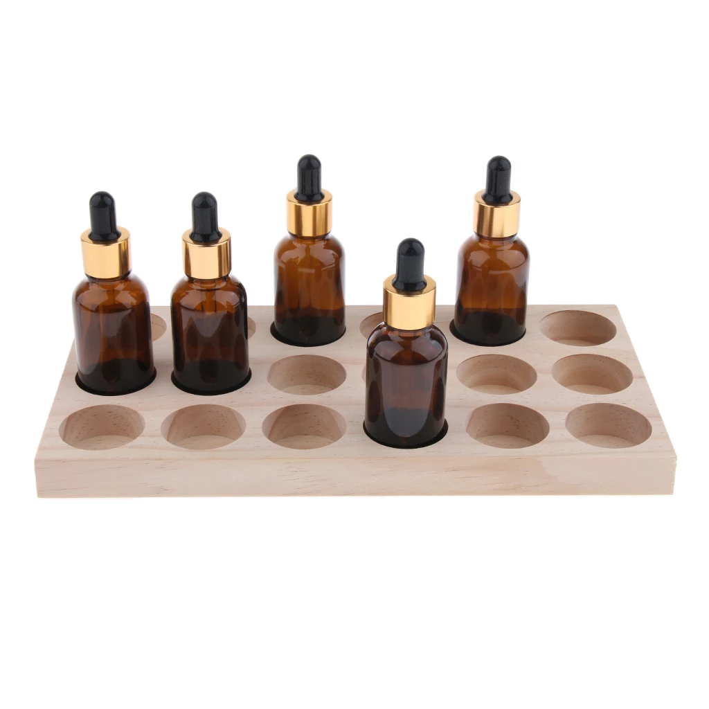 

Essential Oil Box Shelf Wooden Nail Polish Case Stand Holder 18Slots 30/10ml