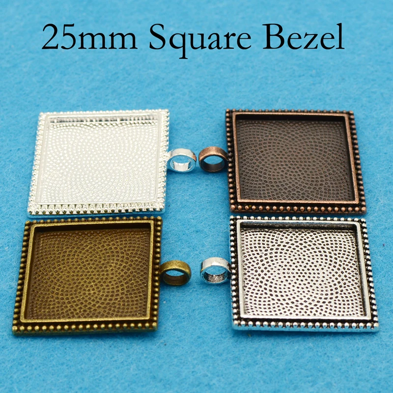 Квадратная подвеска поднос 50 шт. 25 мм квадратная рамка из смолы|blank pendant|pendant blankbezel