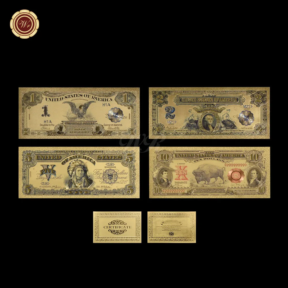 Набор золотых банкнот 24 карата редкая Америка 1899 и 1901 годов|Золотые банкноты| |