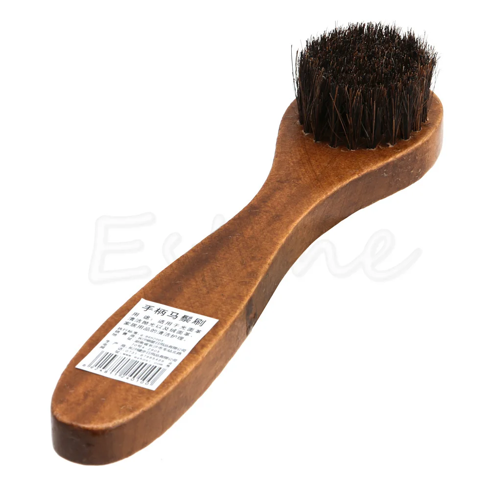 

Long Wood Handle Bristle Horse Hair Brush Shoe Boot Polish Shine Cleaning Dauber Boot Shoes S Shape Shoe Cleaner