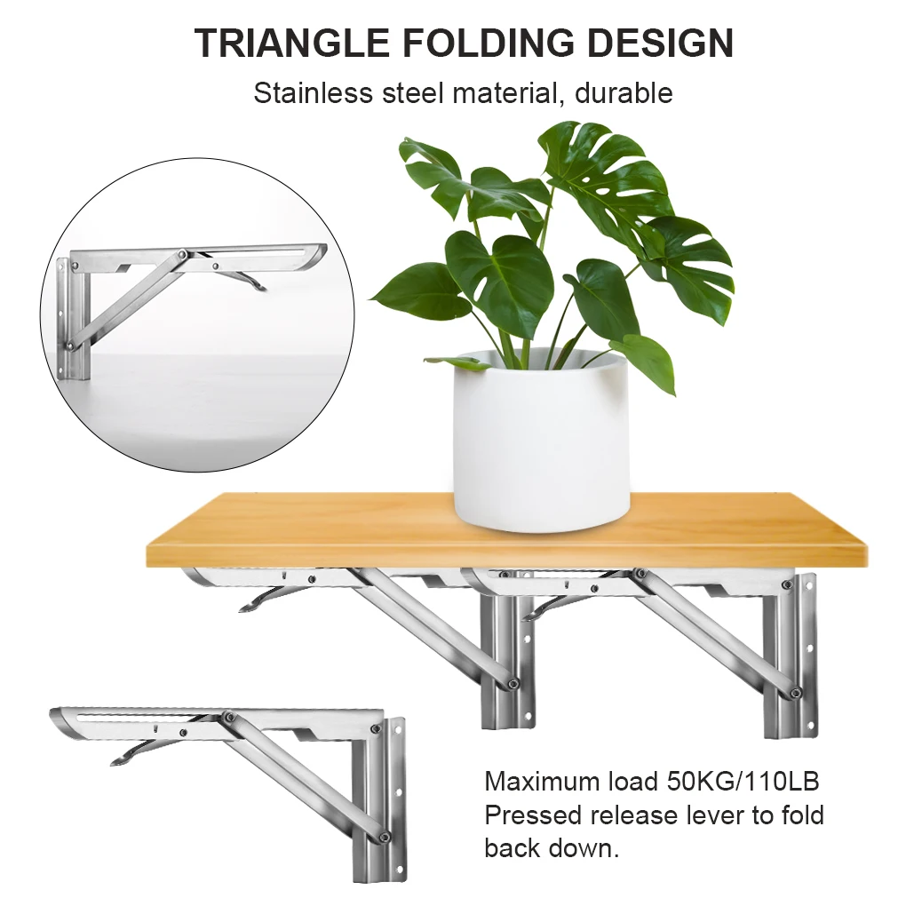 

2PCS K Type Triangle Folding Angle Bracket Heavy Support Adjustable Wall Mounted Bench Table Shelf Bracket Furniture Hardware