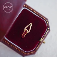 Aazuo Genuine 18K Rose Gold Rings For Women Sparkling Ruby Diamond Rings Simple Style Delicate Trendy Fine Gifts Jewelry