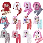 Новые осенние комплекты детской одежды Disney, одежда для сна, детская коллекция Микки, Пижамный комплект для маленьких девочек, пижамы Минни