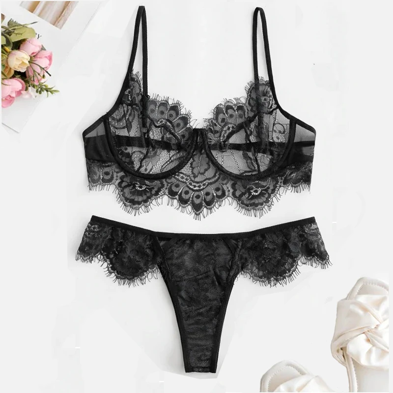Женский Привлекательный комплект нижнего белья с бюстгальтером и трусиками