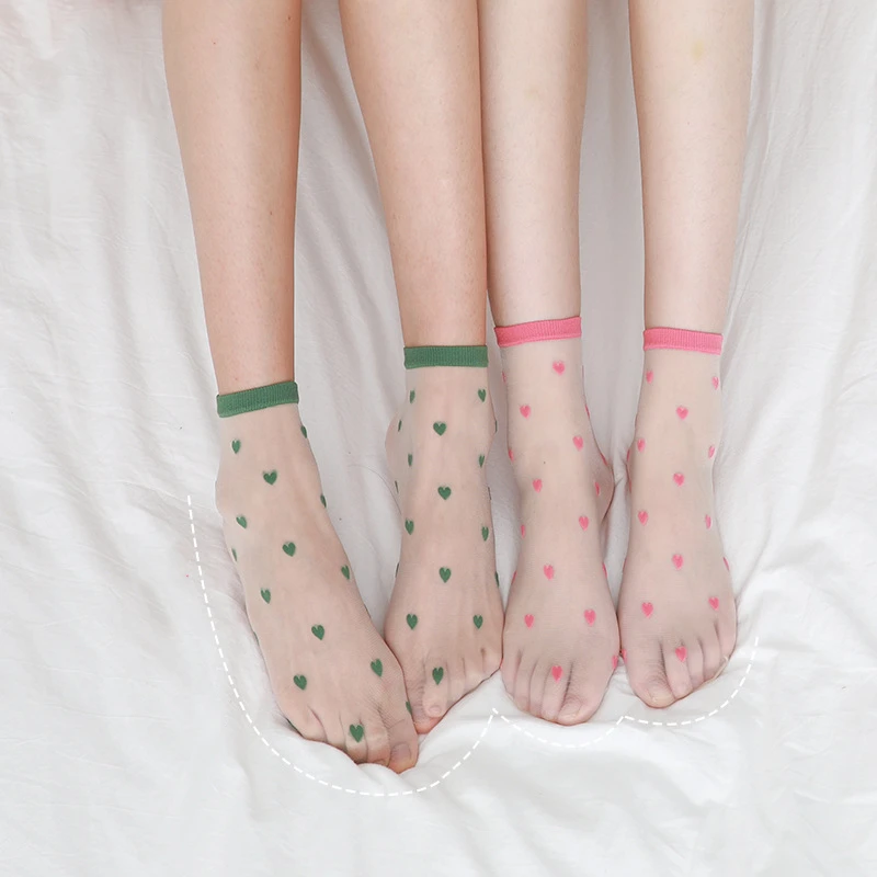 

New Women Socks 2021 Spring Colors Heart Women Fashion Ankle Cute Socks Women Transparent Korea Style Women's Fashion Socks