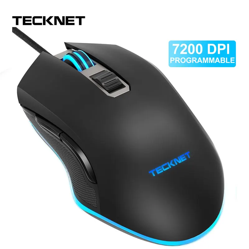 TeckNet 7200 dpi программируемая мышь RGB светодиодный светильник Проводная геймерская мышь s для ПК ноутбука 6 кнопок оптическая игровая мышь для компьютера