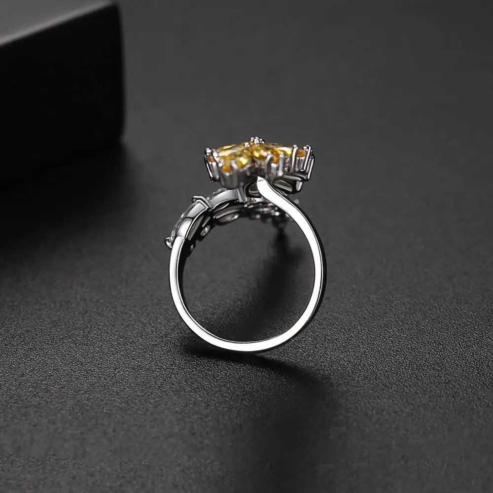 Винтажное регулируемое кольцо LUOTEEMI с желтыми камнями и листьями для женщин