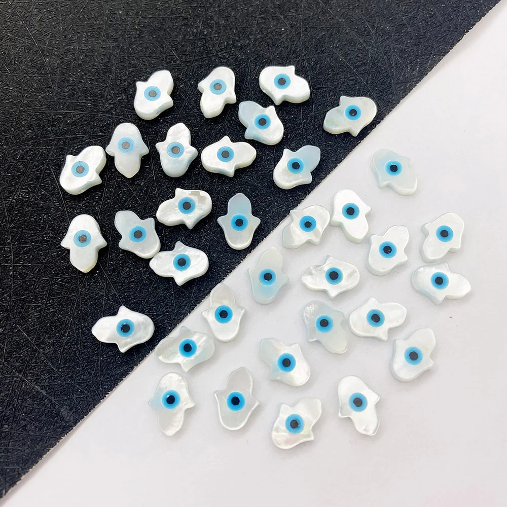 

3 Pcs/bag White Palm-shaped Beads Natural Shell Evil Eye Mother-of-pearl Beads for Making DIY Bracelet Necklace Accessories
