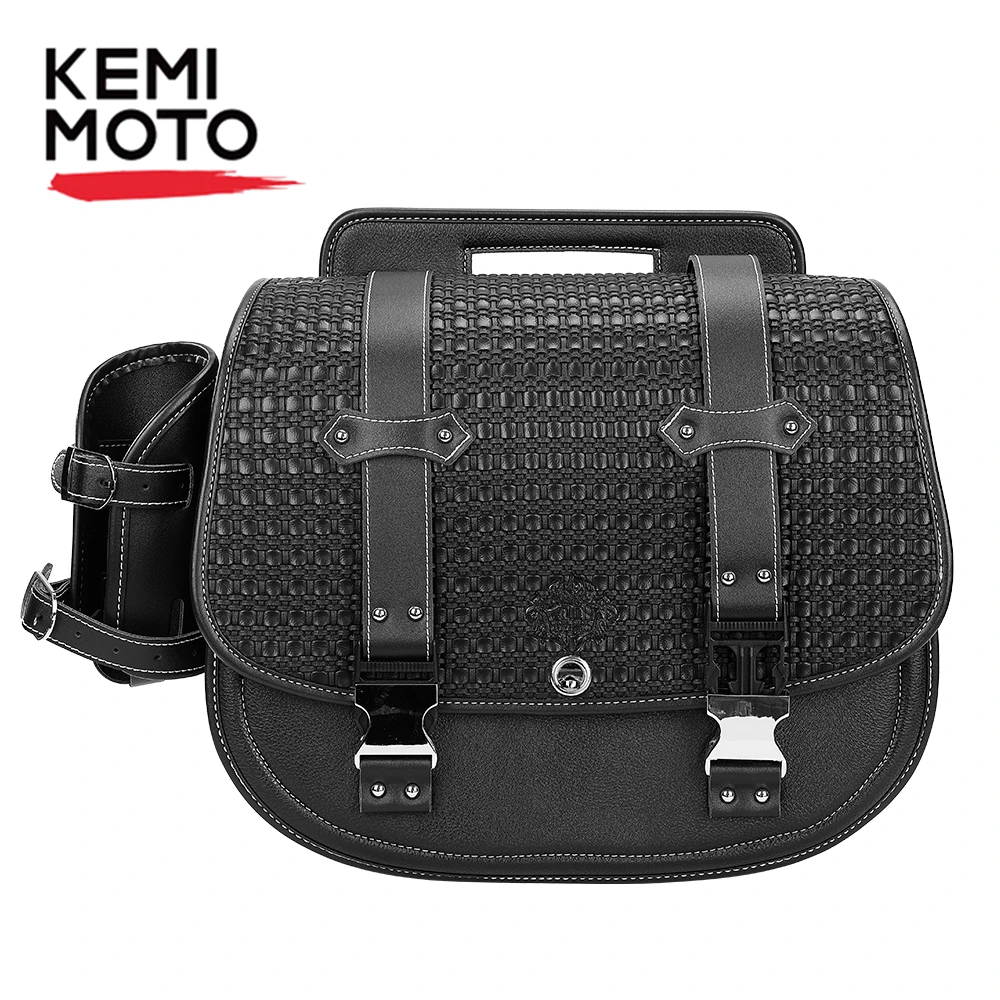 

Motorcycle Saddle Bag Retro Large Capacity Side Bag Weave Barrel Touring Luggage Tool Bag Universal For BMW R1200GS F750 F850GS