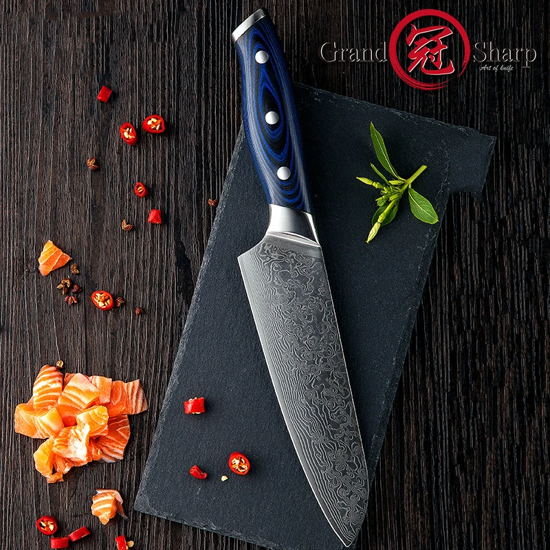Нож Santoku 67 слоев японский дамасский нержавеющая сталь VG 10 кухонный нож шеф повара