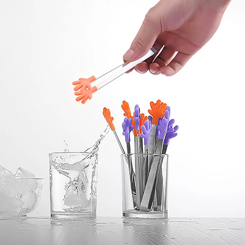 

5-дюймовые миниатюрные креативные силиконовые щипцы для льда ручной работы пищевые щипцы кухонный инструмент для бара