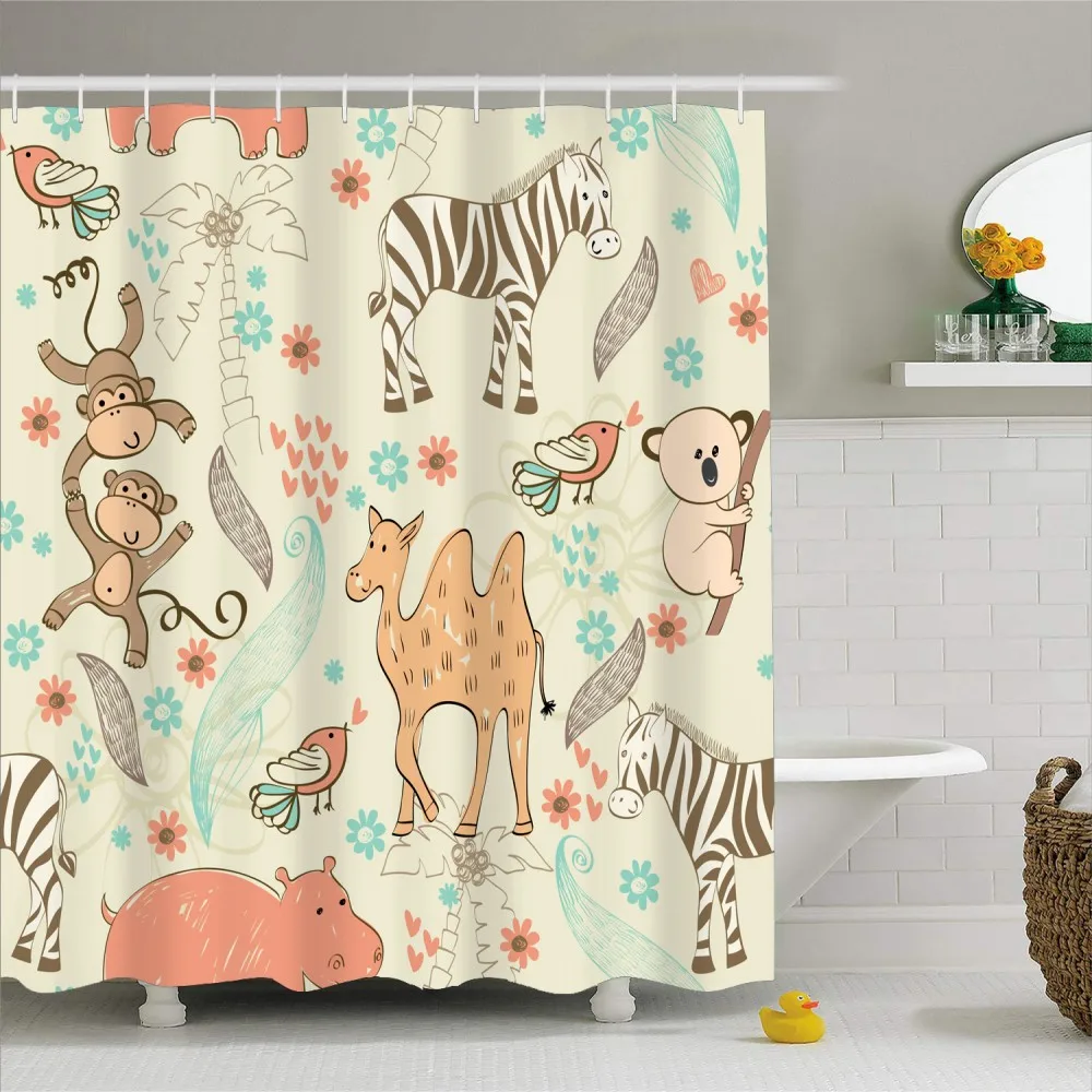 3D принт Happy Together животное занавес для ванной Прочный Водонепроницаемый полиэстер