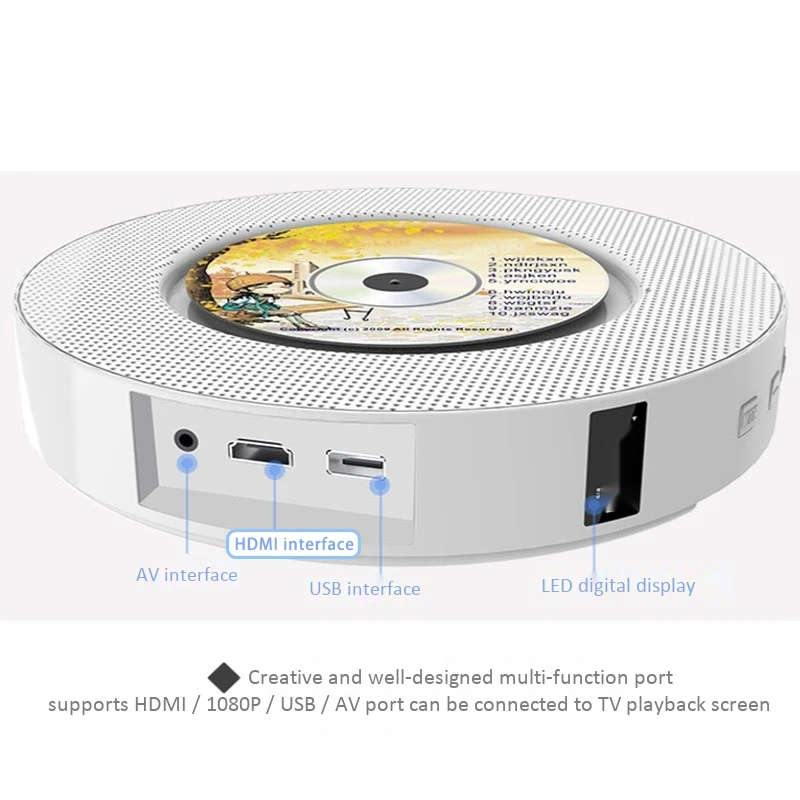 Портативный настенный Bluetooth dvd-плеер USB светодиодный дисплей HiFi динамик o с