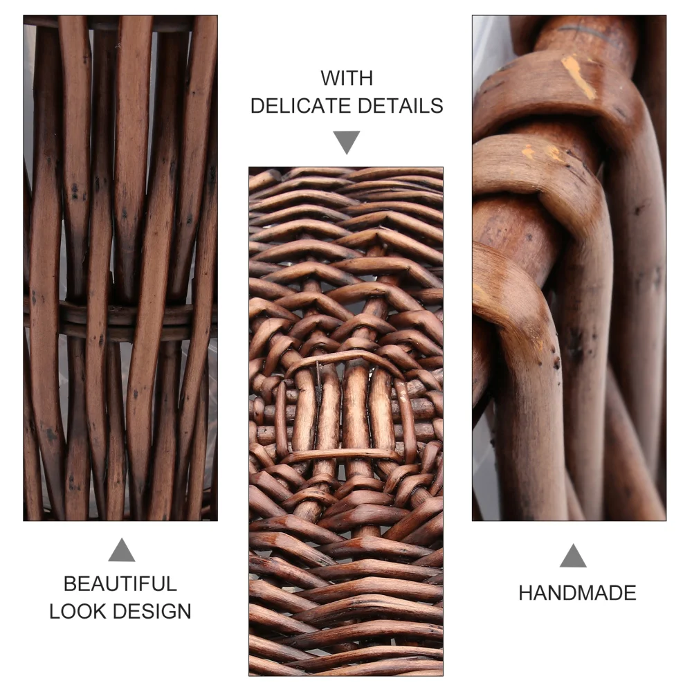 

1PC Rattan Woven Wastepaper Basket Woven Trash Can Wicker Woven Storage Basket