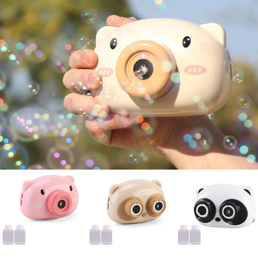 

Kids Cartoon Piggy Bear Camera Shaped Automatic Bubble Maker Blower Machine Toy Summer Outdoor Children Toys