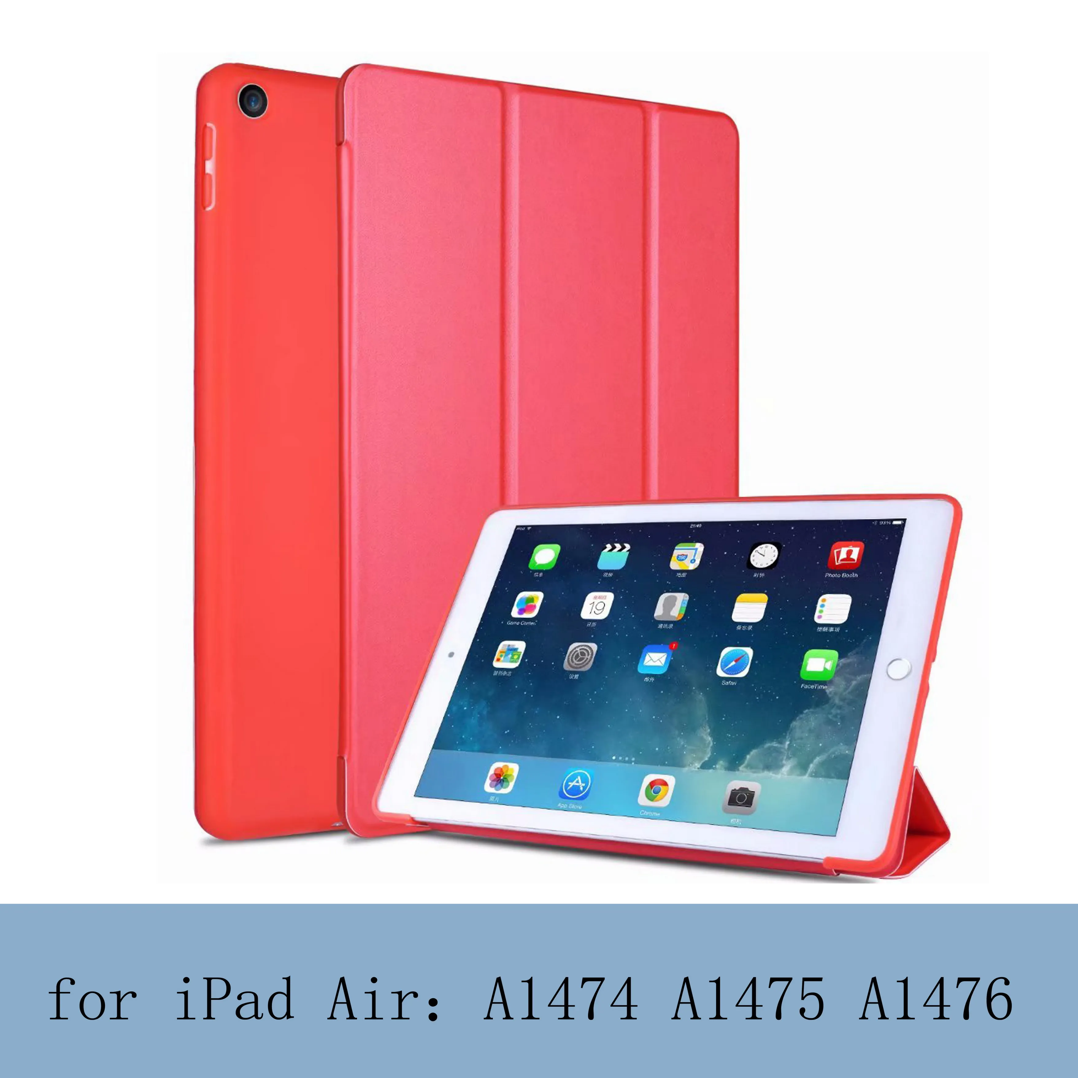 Чехол для iPad 9,7 / 6-го поколения Air 1 2 из искусственной кожи с магнитной застежкой на переднюю панель Smart sleep wake up - Цвет: red-L-FW-Air 1