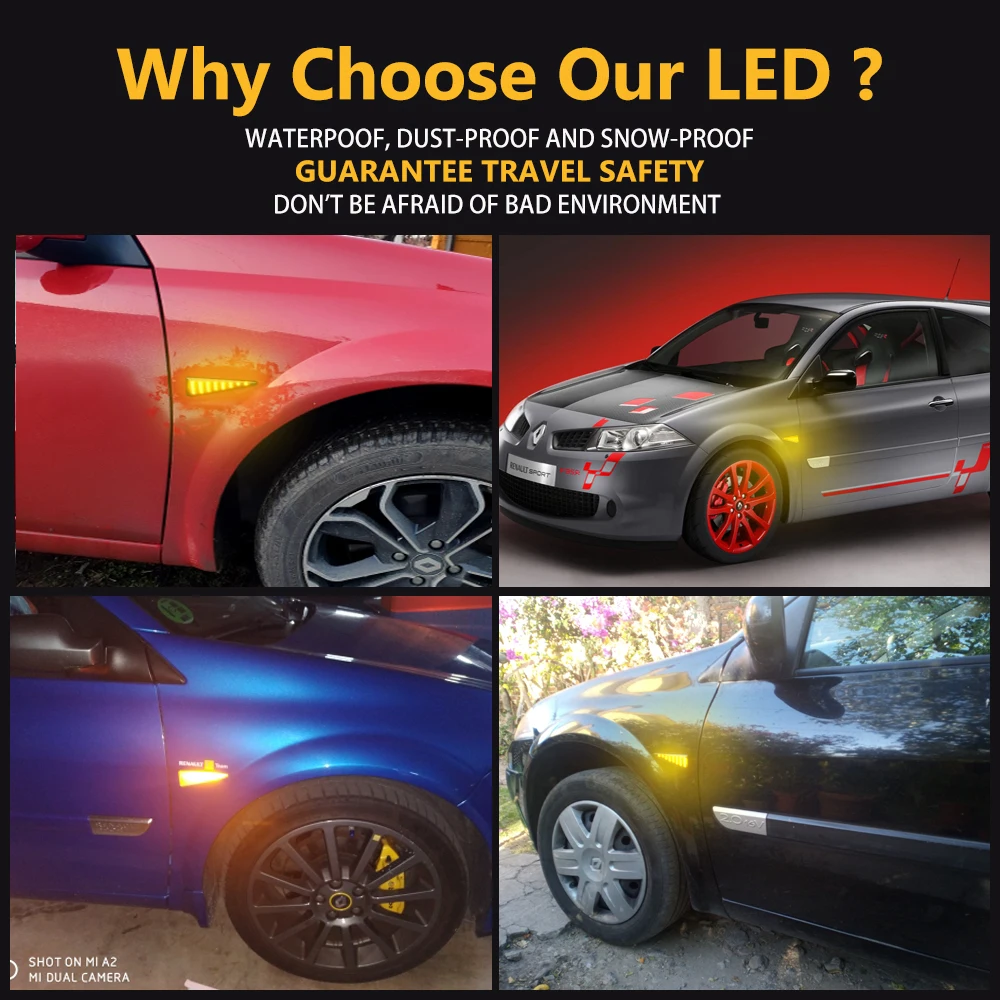 

2Pcs Dynamic LED Side Marker Light Turn Repeater Lamps For Renault Espace MK4 Vel Satis Wind Avantime Megane 2 Scenic 2 Espace 4