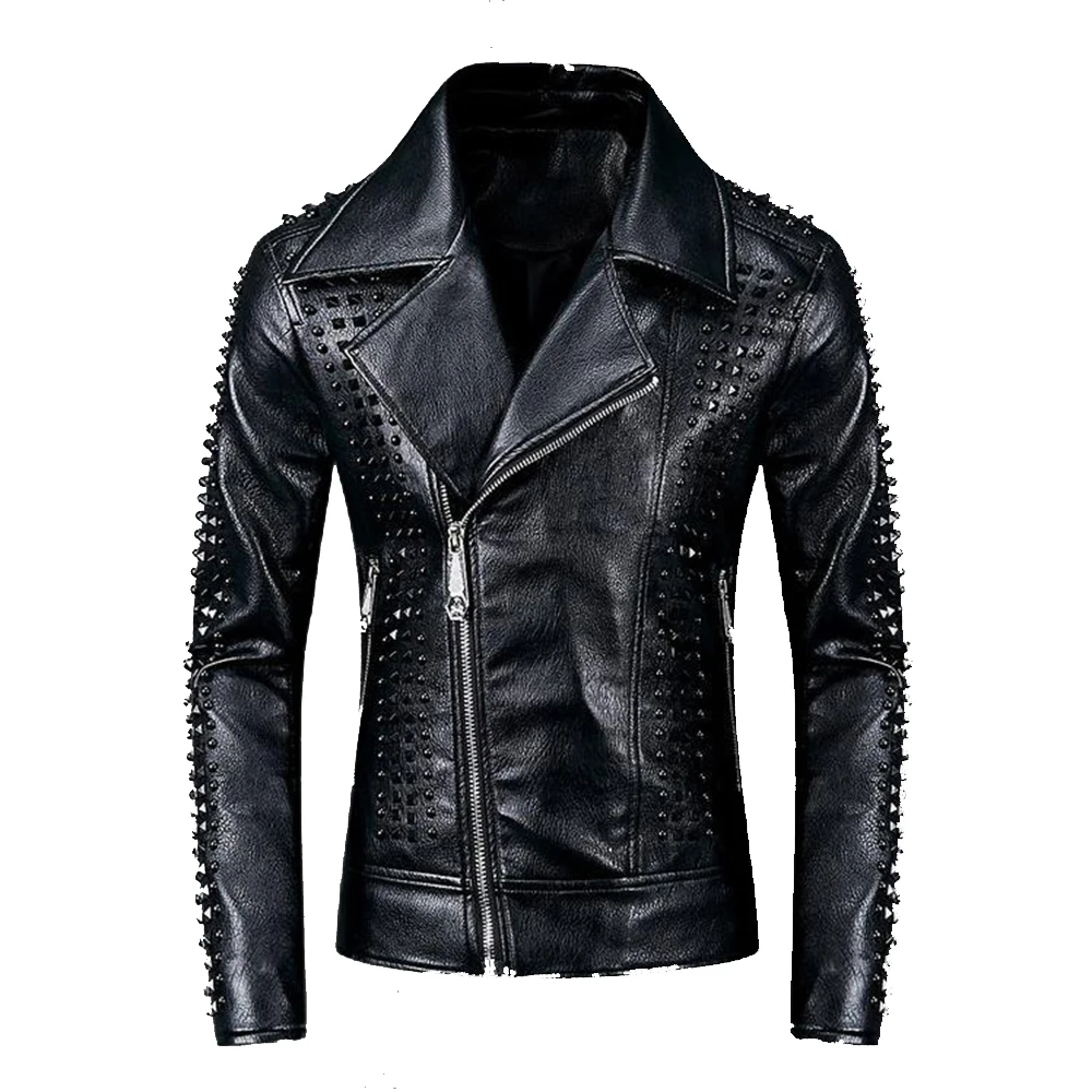 Горячая осень зима мужские новые тонкие ретро панк Куртки Шпильки искусственная