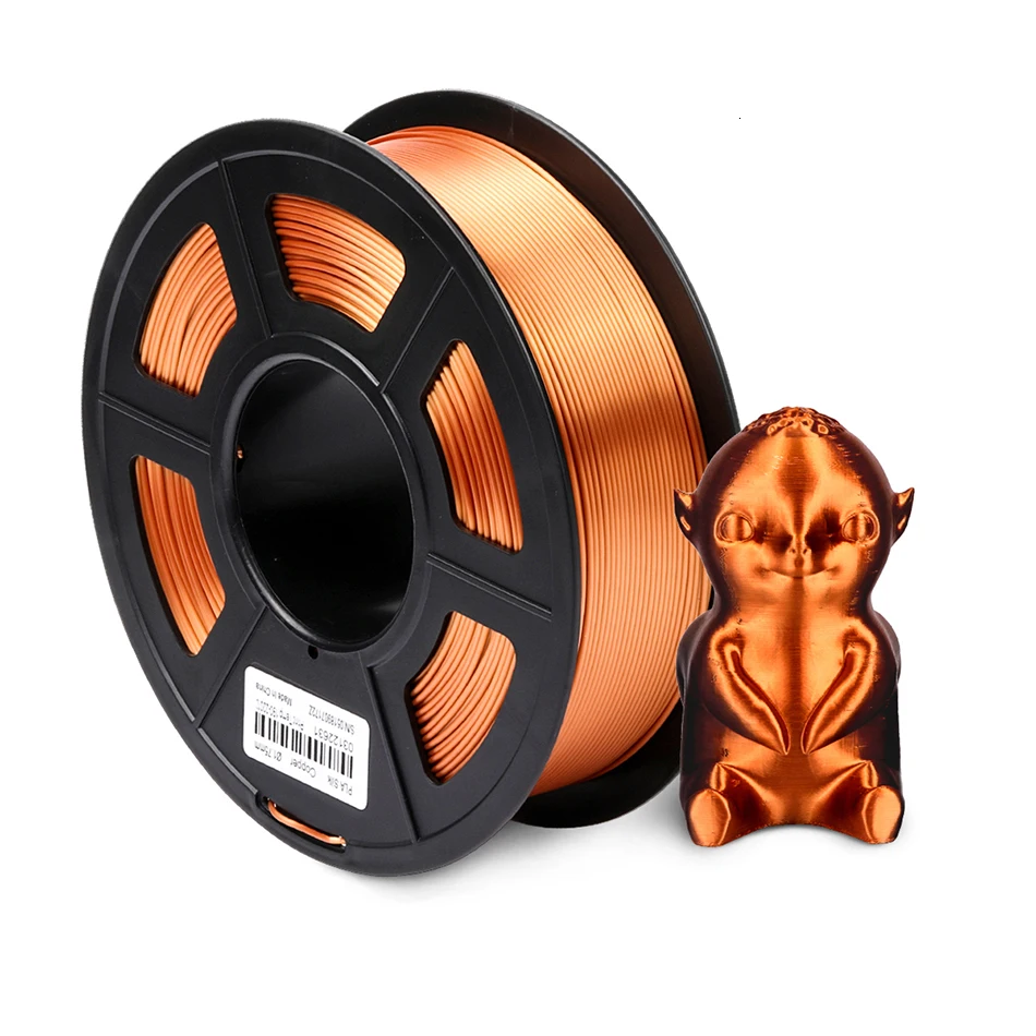 Silk Copper SUNLU шелковая Блестящая Серебристая пла нить для 3D-принтера 1,75 мм 1 кг 2 фунта катушка широко совместимая с 3d печатью металлическая серебристая - Цвет: Silk Copper