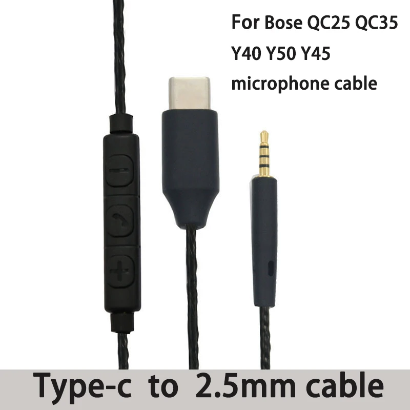 

TYPE-C Earphone upgrade cable with microphone For BOSE QC25 QC35 For AKG Y40 Y50 Y45 Replace wire Type-c to 2.5mm earphone cable