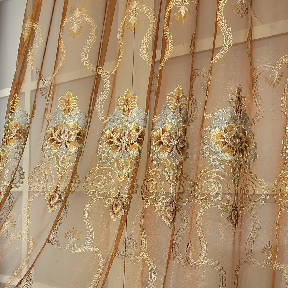 

New European Style Curtains for Living Dining Room Bedroom Anti-cashmere Embroidered Curtains Upscale Villa Curtains Custom