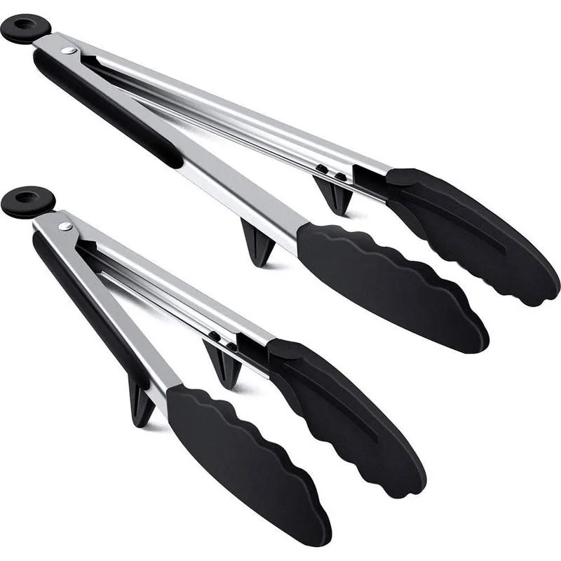

1PC Silicone BBQ Grilling Tong Salad Bread Serving Cooking Joint Lock with Kitchen Grilling Barbecue Tong Non-Stick Tong Y8U1