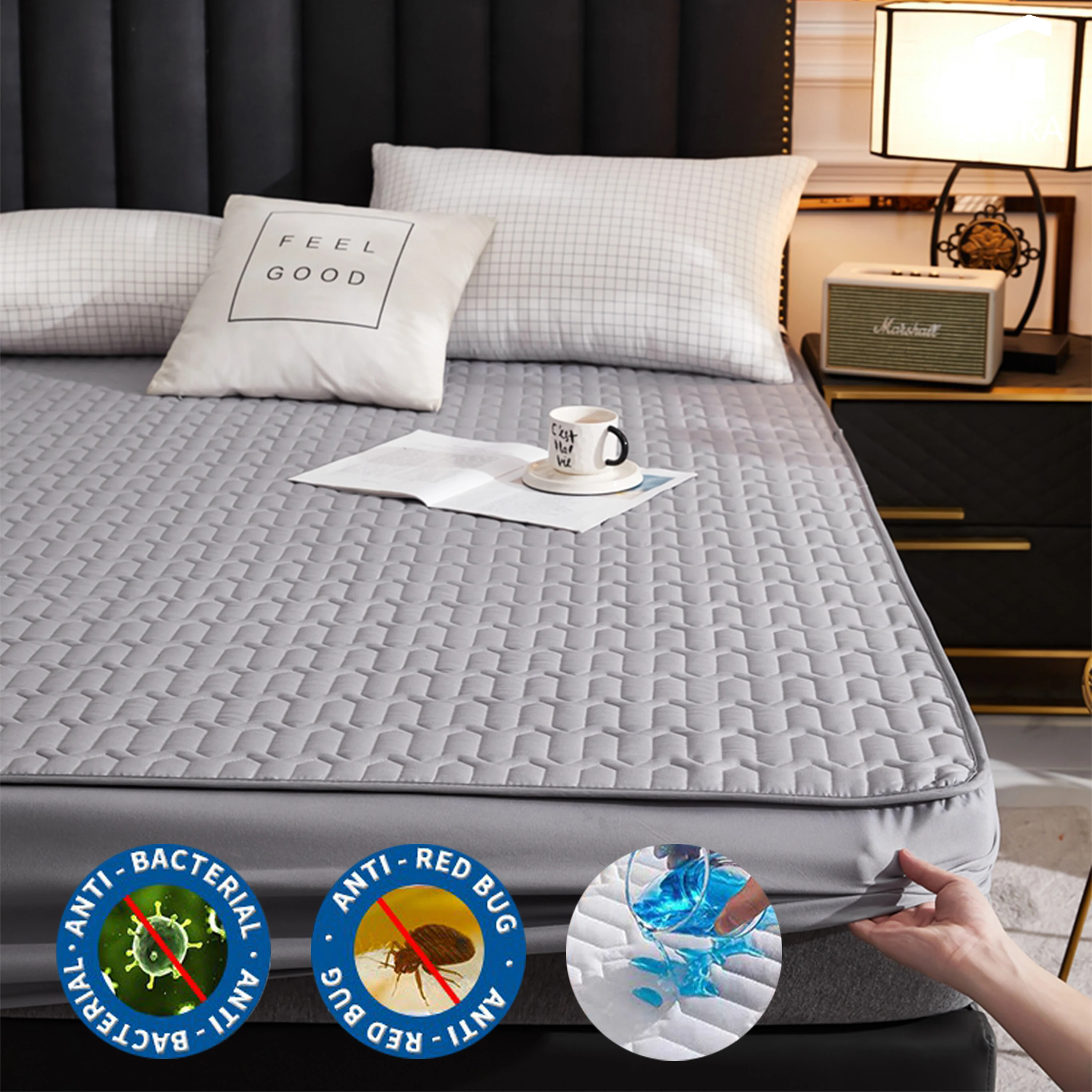 

Водонепроницаемый стеганый матрас с защитой от бактерий, наматрасник для двуспальной кровати