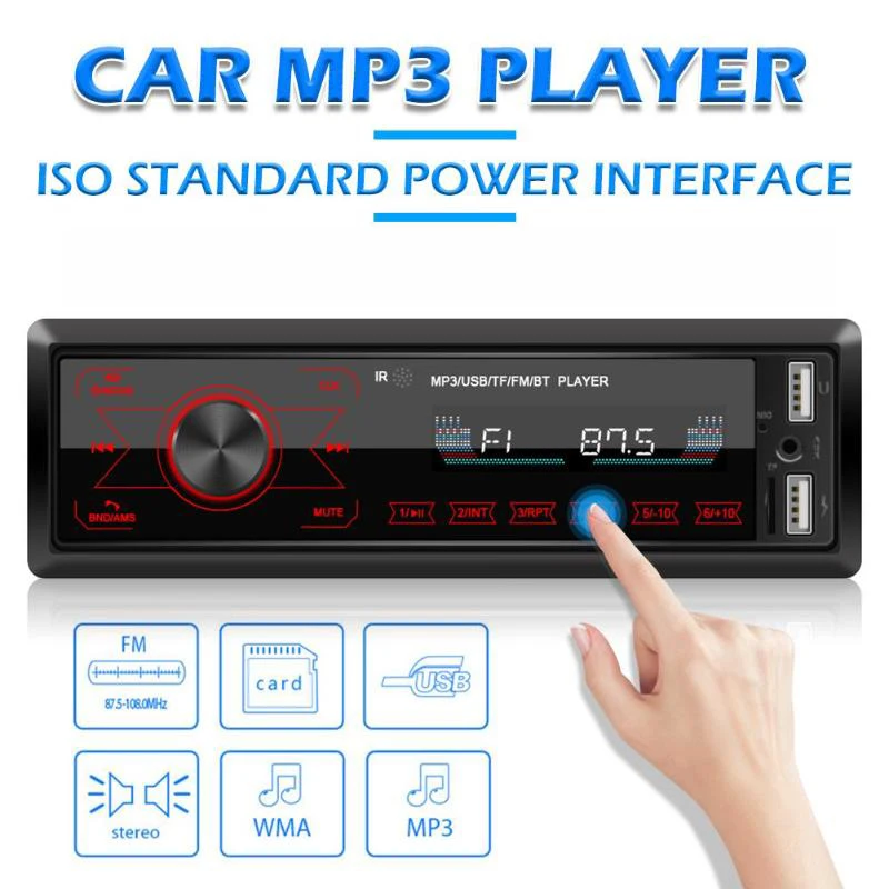 магнитола M10 Авторадио 1 Din Bluetooth автомобильный стерео MP3 плеер 7 цветов светильник