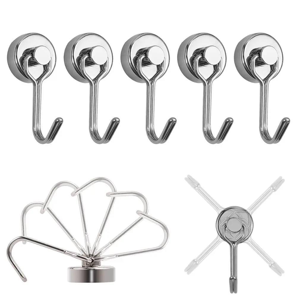 

Neoteck 10 Pcs Swivel Swing Powerful Magnetic Hooks Neodymium Magnet Hooks Wall Holder Ceiling Fridge Storage Hold Up 15kg
